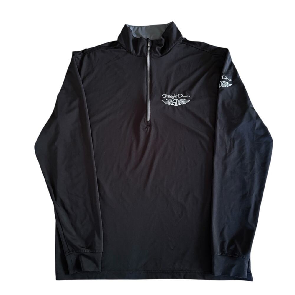 Straight Down Pullover Mens Medium Black Golf Quarter Zip Performance Stretch